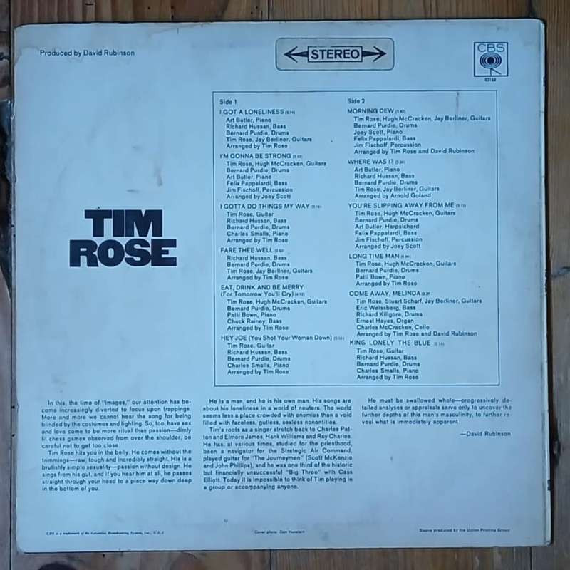 Tim Rose (self-titled) LP/Album (1967 UK import) VG/VG+