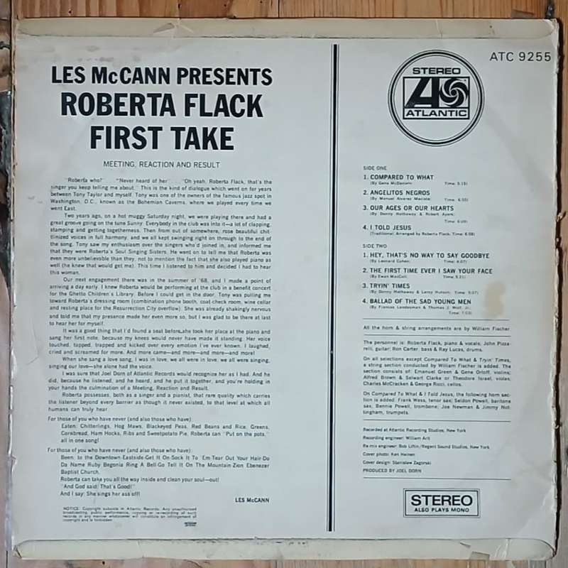 Roberta Flack - Second Take LP/Album (1970 SA press) G+/G+