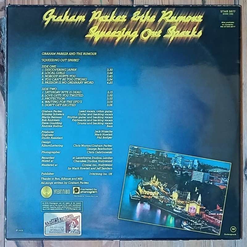 Graham Parker & the Rumour - Squeezing Out Sparks LP/Album (1979 SA press) VG+/VG+