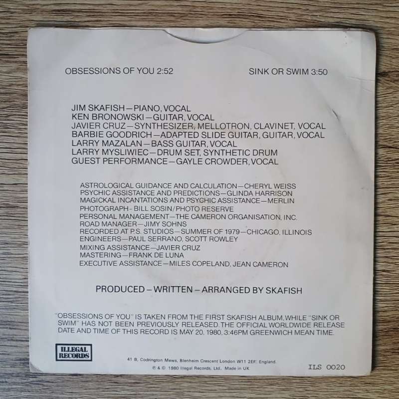 Skafish - Obsessions of You 7`/single (1980 UK import) VG/VG+