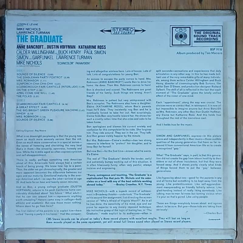 Simon & Garfunkel/Dave Grusin - The Graduate OST LP/Album (1968 SA press) VG+/VG+