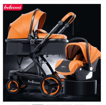 Direct Sale Brand New Belecoo Baby Pram 3 in 1 Leather