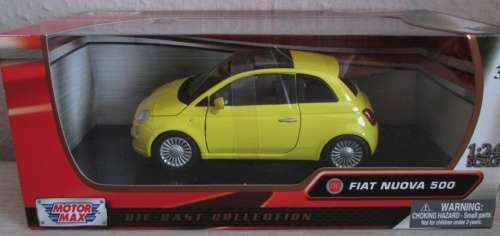 Fiat 500 2007 yellow 1/24 Motormax NEW+boxed  #2128 instant wheels