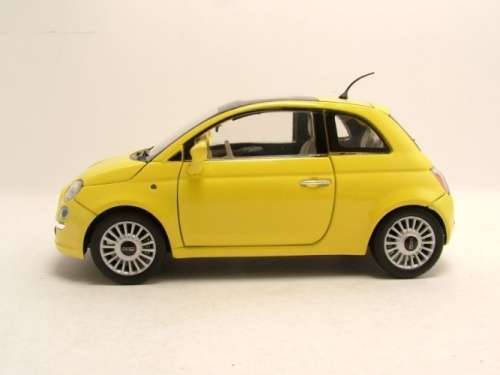 Fiat 500 2007 yellow 1/24 Motormax NEW+boxed  #2128 instant wheels