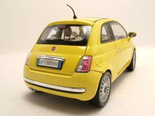Fiat 500 2007 yellow 1/24 Motormax NEW+boxed  #2128 instant wheels