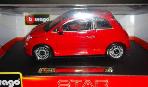 Fiat 500 2007 dk.orange-metallic 1/24 Bburago NEW+boxed  #2130 instant wheels