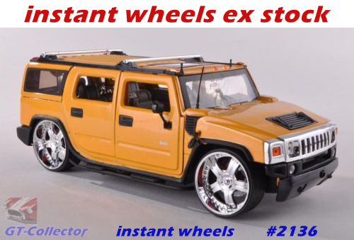 Hummer H2 Custom SUV 2009 yellow 1/24 Jada NEW+boxed  #2136 instant wheels