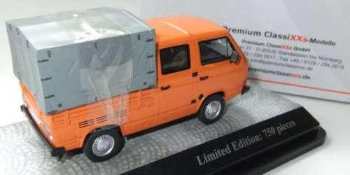Volkswagen T3a 1983 dblecab orange 1/43 PremiumClassiXX NEW+boxed  #4223 instant wheels