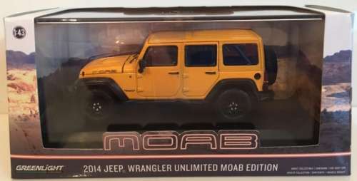 Jeep Wrangler Unlimited MOAB 2014 yellow 1/43 Greenlight NEW+boxed  #4268 instant wheels