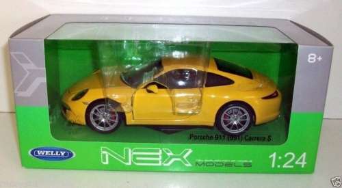 Porsche 911 (991) Carrera S 2011 yellow 1/24 Welly NEW+boxed  #2145 instant wheels