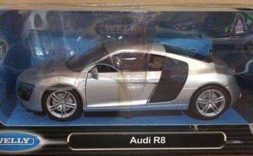 Audi R8 Coupe V10 2007 silver+carbon 1/24 Welly NEW+boxed  #2001 instant wheels