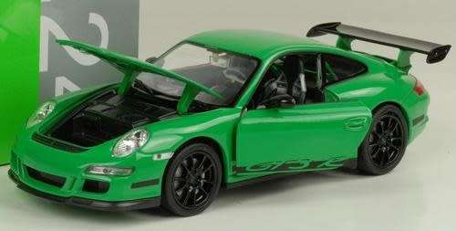 Porsche 911 997 GT3-RS 2011 green 1/24 Welly NEW #2010 instant wheels