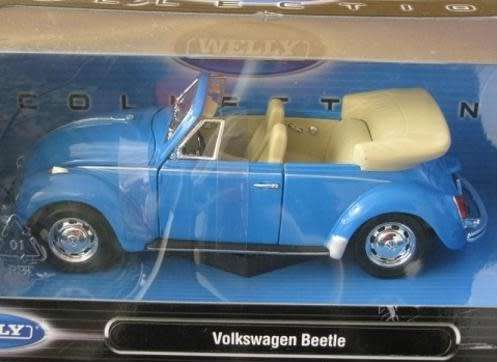 Volkswagen Beetle Cabriolet 1979 light-blue 1/24 Welly NEW  #2019 instant wheels
