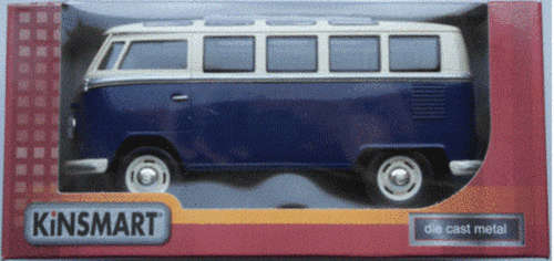 Volkswagen T1 Sambabus dkblue+white 1/24 Kinsmart NEW+boxed  #2026 instant wheels