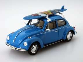 Volkswagen Beetle blue +surfboards 1/24 Welly NEW+boxed  #2059 instant wheels