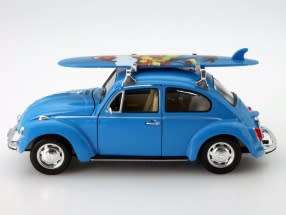Volkswagen Beetle blue +surfboards 1/24 Welly NEW+boxed  #2059 instant wheels