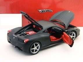 Ferrari 458 Italia flatback 2010 matte-black 1/18 HotWheels NEW+boxed   #8388 instant wheels