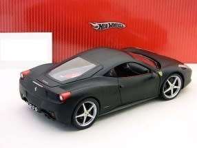 Ferrari 458 Italia flatback 2010 matte-black 1/18 HotWheels NEW+boxed   #8388 instant wheels