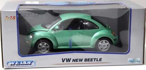 Volkswagen NEW Beetle 1998 light green metallic 1/18 Welly NEW+boxed  #8525 instant wheels
