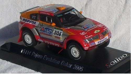 Mitsubishi Pajero Evolution #306 Dakar 2005 red 1/43 Solido NEW  #4013 instant wheels