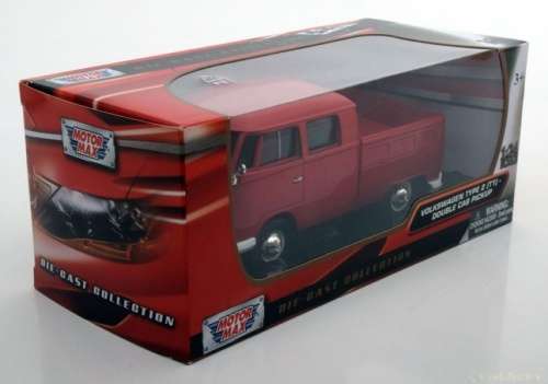 Volkswagen T1 double-cab pick-up 1959 red 1/24 Motormax NEW+boxed   #2154 instant wheels