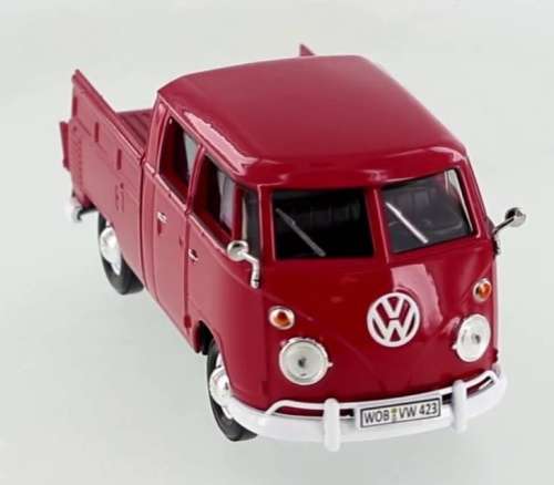 Volkswagen T1 double-cab pick-up 1959 red 1/24 Motormax NEW+boxed   #2154 instant wheels