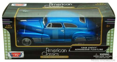 Chevrolet Aerosedan Fleetline 1948 blue 1/24 Motormax NEW+boxed  #2155 instant wheels
