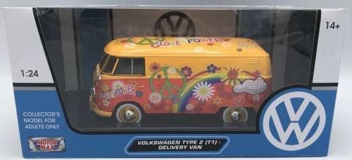 Volkswagen T1 Transporter 1962 FLOWER POWER 1/24 MotorMax NEW+boxed  #2160 instant wheels