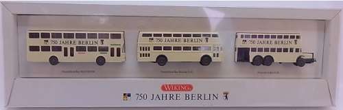 Doubledecker Bus (set of 3) 750 years BERLIN 1/87 Wiking NEW  #9201 instant wheels