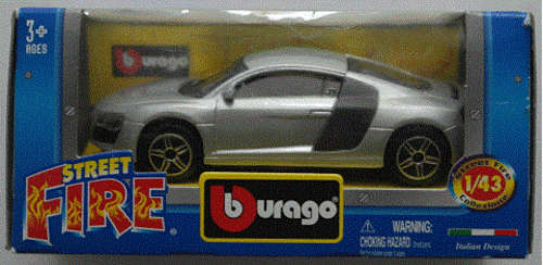 Audi R8 2007 silver 1/43 Bburago NEW+boxed  #4730 instant wheels