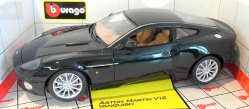 Aston-Martin Vanquish V12 2002 black 1/18 Bburago NEW+boxed  #8961 instant wheels