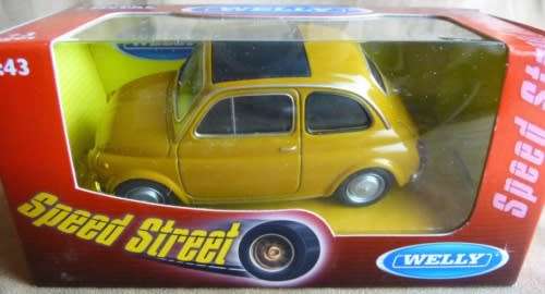 FIAT nuova 500 1959 orange-mustard 1/43 Welly NEW+boxed  #4997 instant wheels