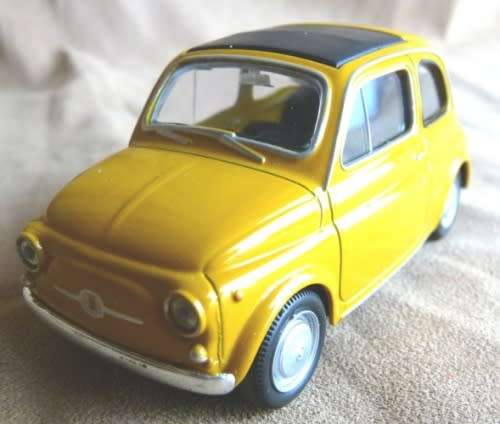 FIAT nuova 500 1959 orange-mustard 1/43 Welly NEW+boxed  #4997 instant wheels