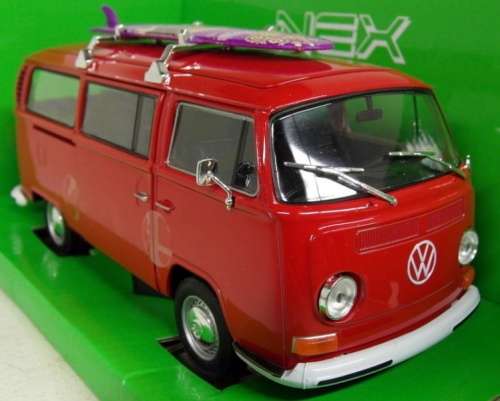 Volkswagen Bus T2 1972 red 1/24 Welly NEW+boxed  #2172 instant wheels