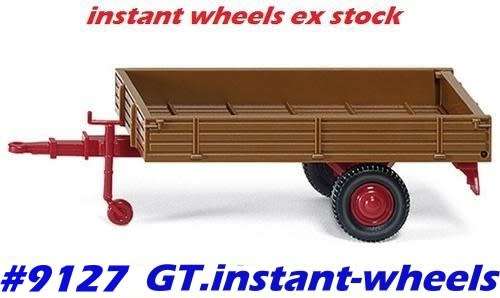 Trailer, farm, sigle axle H0 Wiking 088739 1/87 NEW  #9127 instant wheels