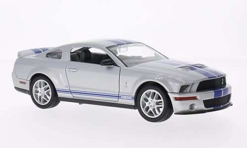 Shelby (Ford) GT 500 2007 silver w. blue stripe 1/24 RoadSignature NEW+boxed  #2188 instant wheels