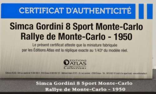 Simca Gordini 8 Sport Monte-Carlo 1950 blue 1/43 IXO NEW+boxed  #5178 instant wheels