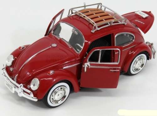 Volkswagen Beetle 1966 red w.roof carrier 1/24 MotorMax NEW+boxed  #2196 instant wheels