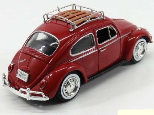 Volkswagen Beetle 1966 red w.roof carrier 1/24 MotorMax NEW+boxed  #2196 instant wheels