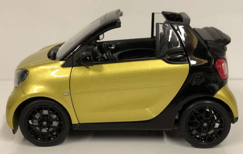 Smart fortwo Cabriolet 2015 black+yellow 1/18 Norev NEW+boxed  #8999 instant wheels
