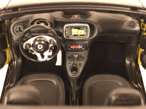 Smart fortwo Cabriolet 2015 black+yellow 1/18 Norev NEW+boxed  #8999 instant wheels