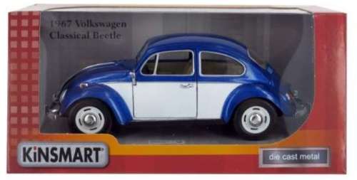 Volkwagen Beetle 1967 blue+white 1/24 Kinsmart NEW+boxed  #2204 instant wheels