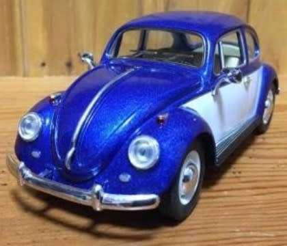 Volkwagen Beetle 1967 blue+white 1/24 Kinsmart NEW+boxed  #2204 instant wheels