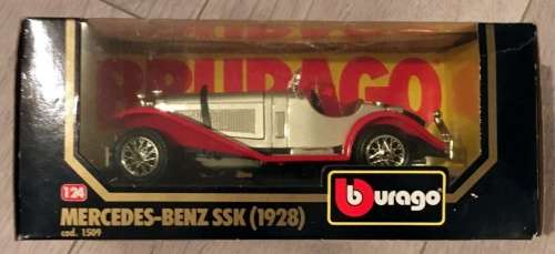 Mercedes-Benz SSK 1928 silver+red 1/24 Bburago/Italia NEW+boxed  #2214 instant wheels