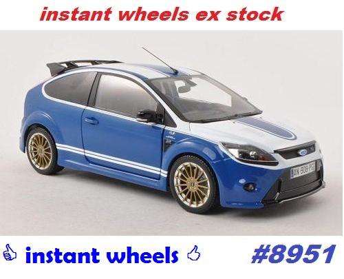 Ford Focus RS, blue/white, 2010, Minichamps, NEW+boxed, FREE delivery #8951 instant wheels