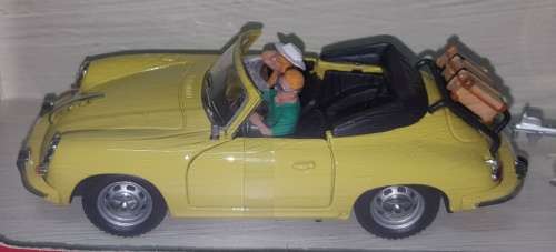 Porsche 356 Cabrio 1952 w. caravan yellow 1:43 Schuco NEW+boxed  #5283 instant wheels