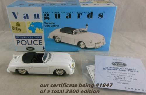 Porsche 356 Cabrio Autobahn Polizei 1953 white 1:43 Vanguards NEW+boxed #5284 instant wheels
