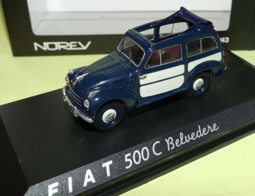 Fiat 500 C Belvedere 1951 1/43 Norev NEW+boxed  #5317 instant wheels