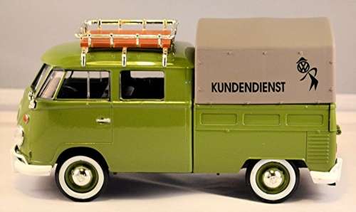 Volkswagen T1 double-cab with roof-carrier+tarp 1967 green 1:24 NEW+boxed  #2235 instant wheels