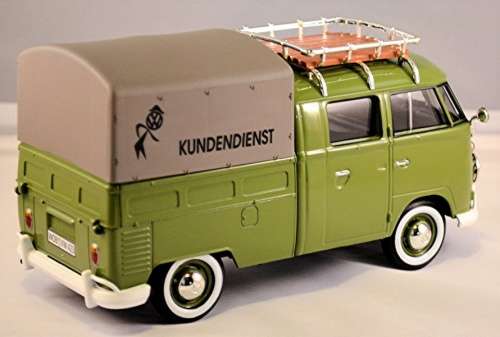 Volkswagen T1 double-cab with roof-carrier+tarp 1967 green 1:24 NEW+boxed  #2235 instant wheels